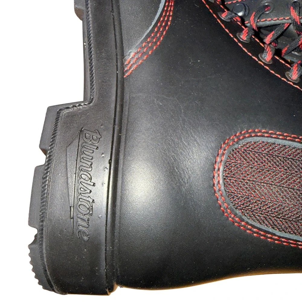 NEW Blundstone Lace-Up Boots Womens AU 5.5/ US 8.5 Black Leather Contrast Stitch - Picture 6 of 14